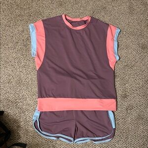 Amazon Women's Purple and Pink Athletic Set